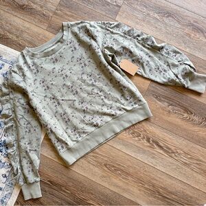 NWT Floral French Terry Sweatshirt in Sage by Billy T